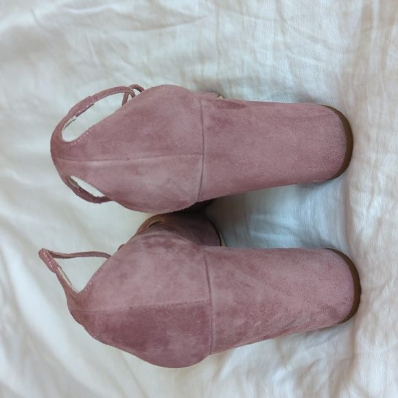 Kate Spade New York Gena Suede Block Heel Pumps with Pearl Detail In Blush Pink - Picture 4 of 11